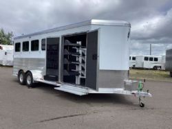 New '25 Featherlite 9400 Huge Tack/Dressing Room-Escape Door-Easy Care Floor-7'6" Tall, Insulated Tack Room