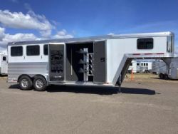 New '25 Featherlite 9600 3 Horse-Premier Tack-7' Tall-50" Slant Wall Dressing Room-Water Tank